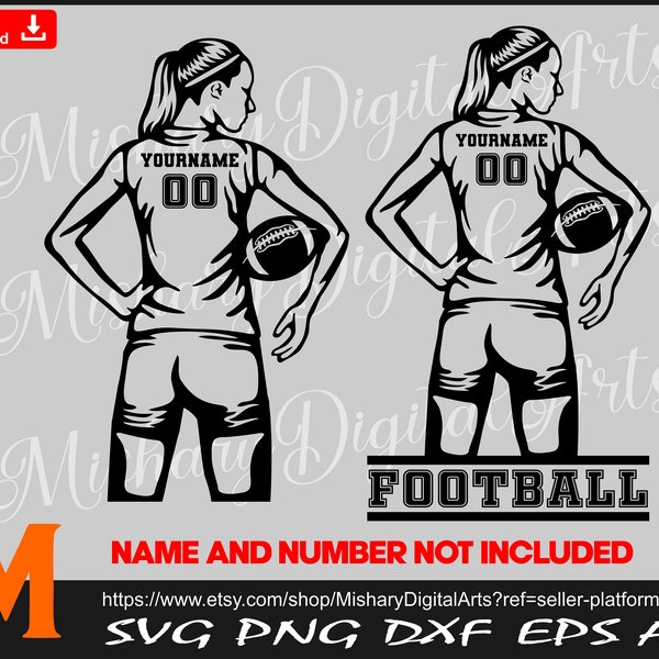 Customized Football Girl Player svg, Football svg, American Football Svg for Cricut, CNC, Laser, Vinyl Cutter, Decal Sticker, T-Shirt File.