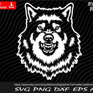 Angry Wolf svg, Wolf Face svg, Wolf HEad svg, Animal svg, Clipart, Silhouette - Cut and Printable Files Digital Download