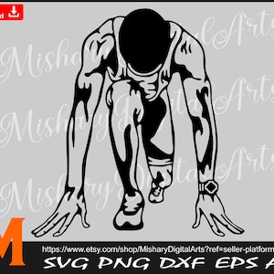 Front Starting Running Pose Track & Field svg, Running svg, Silhouette, Cameo, Cricut, CNC, Laser, Vinyl Cutter, Decal Sticker, T-Shirt File