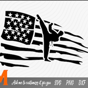 Distressed USA Vlag Karate Svg, Martial Arts svg Amerikaanse Vlag Svg - SVG Cut File, Png, Vector, Silhouet Digitale Download