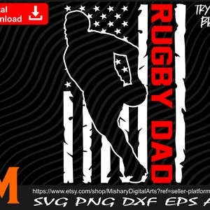 Rugby Dad svg, American Rugby svg, Patriotic American Flag svg, Football svg - Cut and Print Digital Downloads