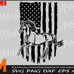 Patriotic US Flag Running Horse svg, Horse svg - Cricut, CNC, Laser, Vinyl Cutter, Decal Sticker, T-Shirt File.
