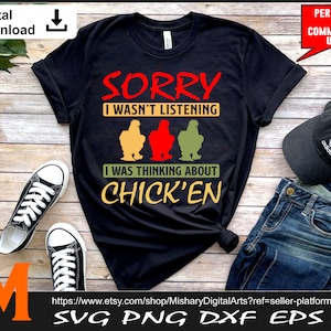 Funny Sorry I wasn't Listening, Fluffy Huhn svg, Silkie Huhn svg - SVG Cut/Print Datei, Cricut Datei, Vektor Digital Download