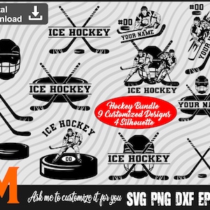 13 Hockey Bundle, Ice Hockey SVG - Hockey Silhouette, Vector, png for Ice Hockey Lovers