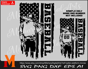 Baseball Player svg, Patriotic American Flag svg, Baseball SVG, PNG, CNC, Vinyl Cutter, Silhouette, Cricut, Decal, Sticker, T-Shirt File