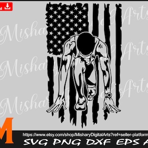 Starting Running Pose Track & Field, Patriotic US Flag svg, Running svg - Cameo, Cricut, CNC, Vinyl Cutter, Decal Sticker T-Shirt File