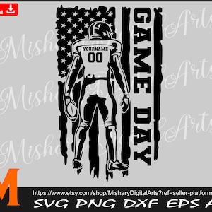 Football Game Day svg, American Football Svg, American Flag svg voor Cricut, CNC, Laser, Vinyl Cutter, Decal Sticker, T-Shirt File.