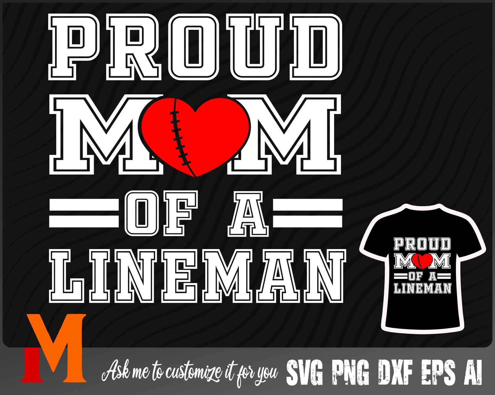 Proud Mom of A Lineman Football Player Svg Sports Svg Etsy