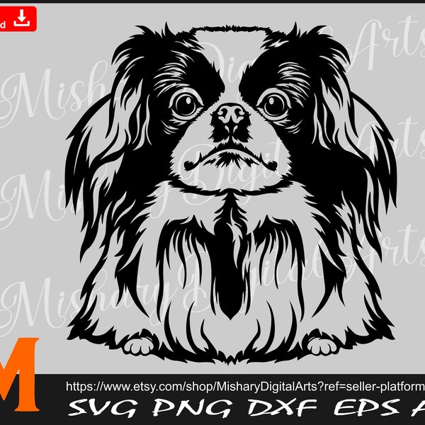 Cute Japanese Chin Dog svg, Chin Silhouette, Chin Vector, Dog svg - Cut and Printable Files Digital Download