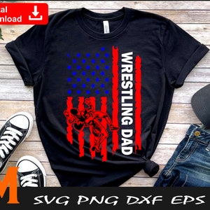 Distressed US Flag Wrestling Dad, Wrestling svg, Patriotic US Flag svg, Wrestling Dad svg - Digital Downloads