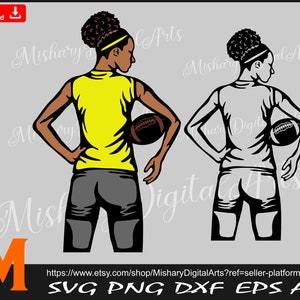 Afro Girl Football Player svg, Football svg, Black Girl svg for Cricut, Laser, Vinyl Cutter, Decal Sticker, T-Shirt File.