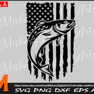 Salmon Silhouette, Salmon svg, American Flag svg, Atlantic Salmon svg -  Vector, Cricut, CNC, Sticker/Vinyl Cut file, for T-shirt.