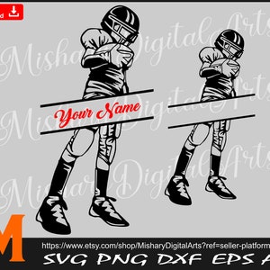 Football Boy Player Silhouette, American Football svg, with Blank Name for Cricut, CNC, Vinyl Cutter, Decal Sticker, T-Shirt File.