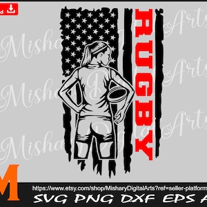 Rugby Girl Player svg, Patriotic Us flag svg, American Football SVG, PNG, Vinyl Cutter, Silhouette, Cricut, T-Shirt File