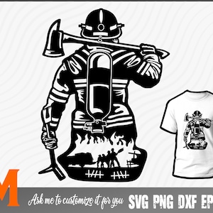 Firefighter Silhouette svg, Heroism svg, Firefighter svg, Fireman svg - SVG cut file, Vector, Png, Silhouette Digital Download