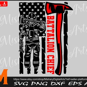 Battalion Chief Patriotic US Flag Firefighter,  Firefighter svg, Fire Fighter svg - Digital Download