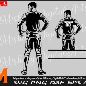 Rugby Player Silhouette, Blank Customized Vector, American Football SVG, PNG, Vinyl Cutter, Silhouette, Cricut, T-Shirt File