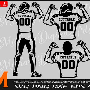 3 Version Football Player svg, American Football Svg, Football Name svg for Cricut, CNC, Laser, Vinyl Cutter, Decal Sticker, T-Shirt File.