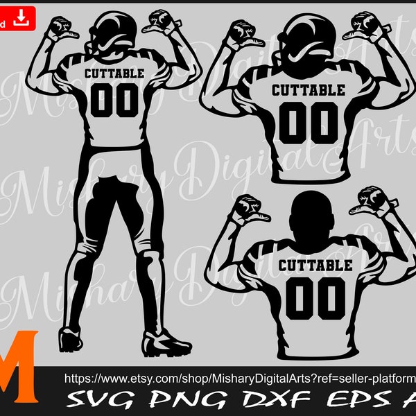 3 Version Football Player svg, American Football Svg, Football Name svg for Cricut, CNC, Laser, Vinyl Cutter, Decal Sticker, T-Shirt File.