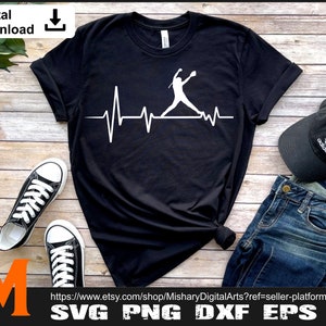Heartbeat Cool Softball Mom Softball SVG - Softball Cut File, Png, Vector, Sports SVG for Softball Lovers
