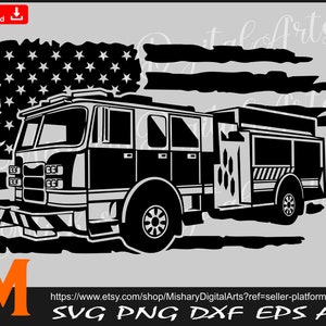 US Firefighter Flag Silhouette, Firefighter svg, Fireman svg - SVG cut file, Clipart, Vector, Png, Silhouette Digital Download