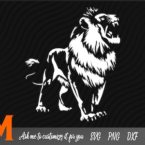 Lion Silhouette # 5, Lion shadow svg, Lion svg, Roaring Lion svg - SVG cut file, Vector, Png, Silhouette Digital Download