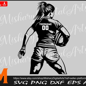 Rugby Girl Player Silhouette, Rugby svg - Instant Digital Downloads