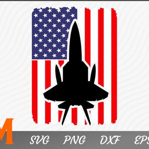 Cool USAF Patriotic USA Flag, Jet Fighter svg, Air force svg - SVG cut file, vector, png, silhouette Digital Download