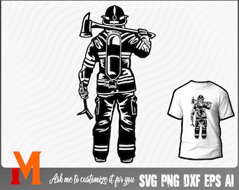 Firefighter Silhouette #1, Firefighter svg, Fireman svg - SVG cut file, Vector, Png, Silhouette Digital Download