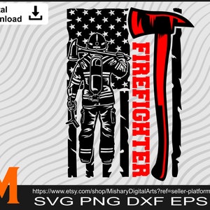 Patriotyczna flaga USA Strażak, Strażak svg, Strażak svg - Pobieranie cyfrowe