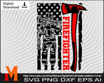 Patriotic US Flag FireFighter, Firefighter svg, Fire Fighter svg - Digital Download
