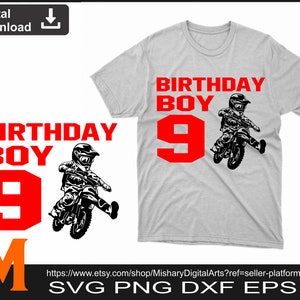Geburtstag Junge 9 Jahre alt, Motocross svg, Dirt Bike svg, Biker svg - SVG Schnittdatei, Vektor, Png, Dxf & Silhouette