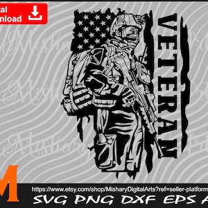 US Army Veteran svg, Patriotic US Flag svg, Veteran svg, Soldier Silhouette, US Soldier svg, Military svg - Digital Download