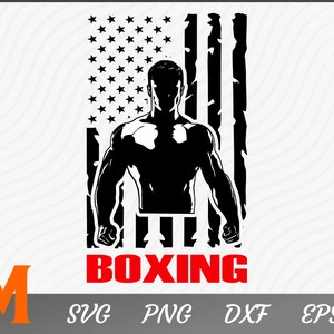 Patriottische Amerikaanse Vlag Boxer Logo Boksen SVG - Boksen Clipart, Sport SVG, Vechten Svg voor Boksers