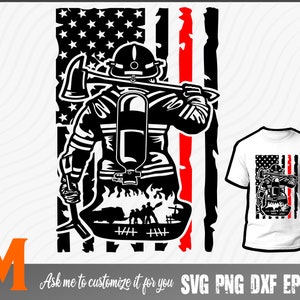 Firefighter Heroism svg, Firetruck svg,  American Flag svg, Firefighter svg - SVG cut file, Vector, Png, Silhouette Digital Download