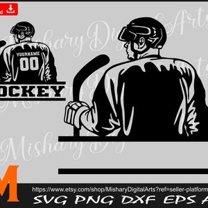 Hockey Player Back Pose, Hockey svg, Ice Hockey svg, Silhouette, Vector, Cricut, CNC, Sticker/Vinyl Cut file, for T-shirt.