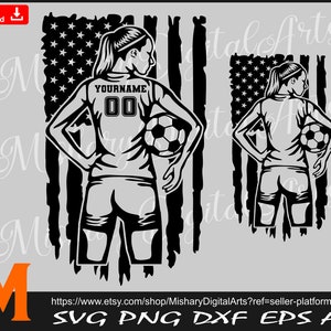 Soccer Girl svg, Patriotic Distressed Us flag, Soccer svg, Soccer Player SVG, PNG, CNC, Vinyl Cutter, Cricut, Decal, Sticker, T-Shirt File