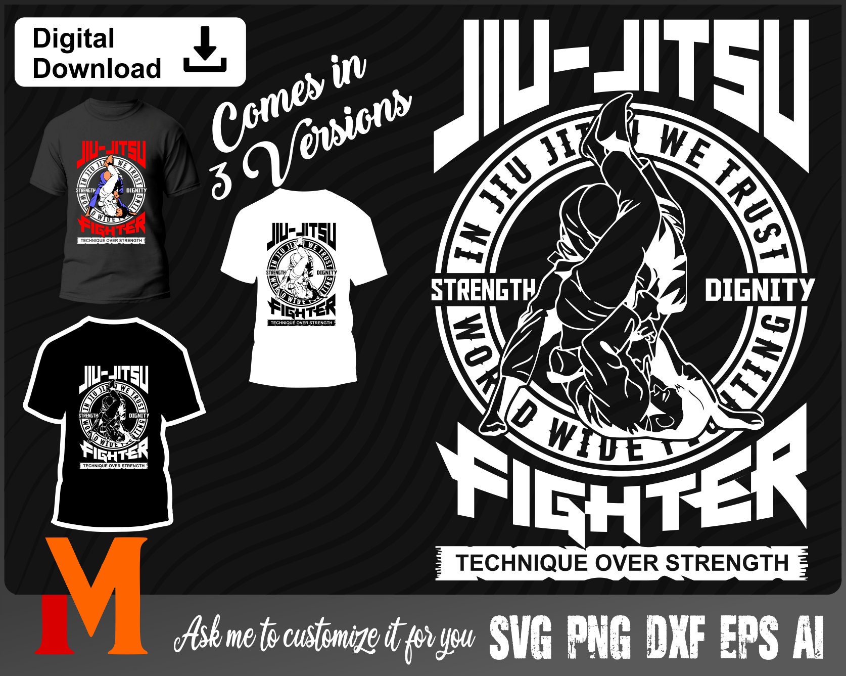 Camiseta MMA Mixed Martial Arts BJJ Jiujitsu Cage Fighting Jiu Jitsu,  Negro, S
