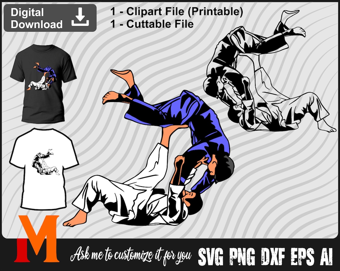 Jiu Jitsu Silhouette 5 2 Version, Bjj Svg, BJJ Kid Svg, Martial Arts