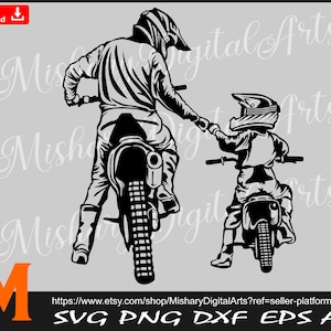 Father and Son Dirt Bike svg, Off road svg, Dirt bike svg, Motocross Svg - SVG cut file, Vector, Png, dxf Silhouette