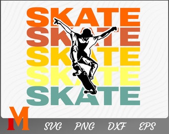 Cool Twin Skate Boarding Sports svg Png Silhouette Digital Download Vector SVG Cut File Skateboarding svg Skateboard Svg