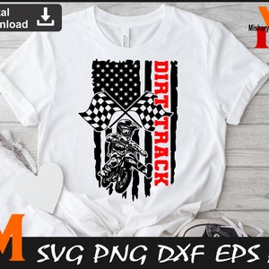 Dirt Track svg, Patriotic US Flag svg, Off road svg, Dirt bike svg, Motocross Svg - SVG cut file, Vector, Png, dxf Silhouette