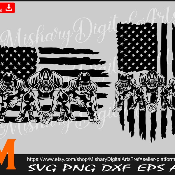 Patriotic USA Flag svg, American Football Player svg, Lineman svg, Football svg for Cricut, CNC, Vinyl Cutter, Decal Sticker, T-Shirt File.
