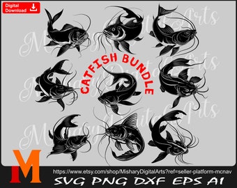 Catfish Bundle, Catfish svg, fish svg - Instant Digital Downloads