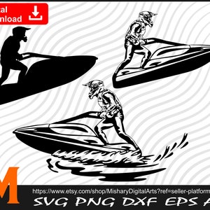 3 version Silhouette # 2, Jet Ski Svg, Jet Ski png, Jet Ski Silhouette - Digital Download