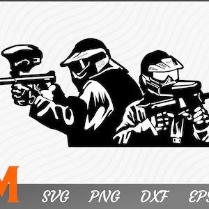 Couple Paintball Svg - Paintball Clipart, Cut file Svg, Shooting Svg, Firing SVG, Paintball Vector for Paintball Players