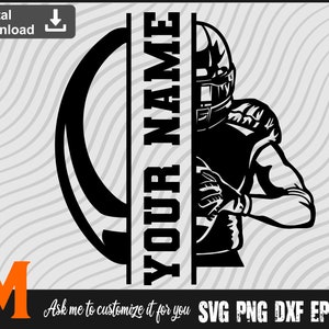Customized Name Football Player Football SVG, Football Logo svg - Football Cut File, Png, Vector, Sports SVG for Football Lovers