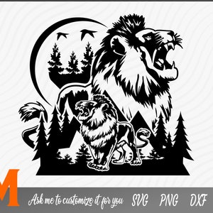 Lion Silhouette # 4, Wild Life svg, Lion svg - Cut and Prints Digital Download