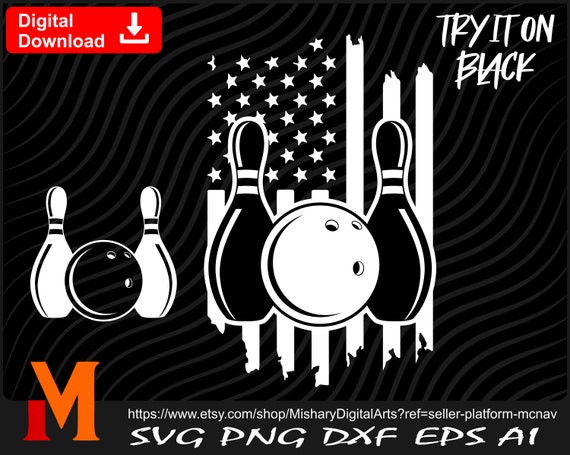 American Flag Bowling Ball and Pins Bowler Svg Bowling Pins - Etsy