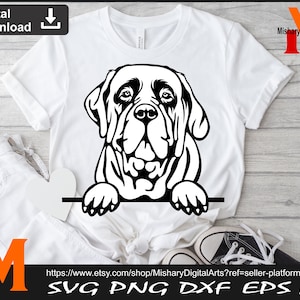 Mastiff Peeking Dog svg, English Mastiff svg, Mastiff Silhouette - File for Cricut, clipart, Svg, Dxf, Eps, Png
